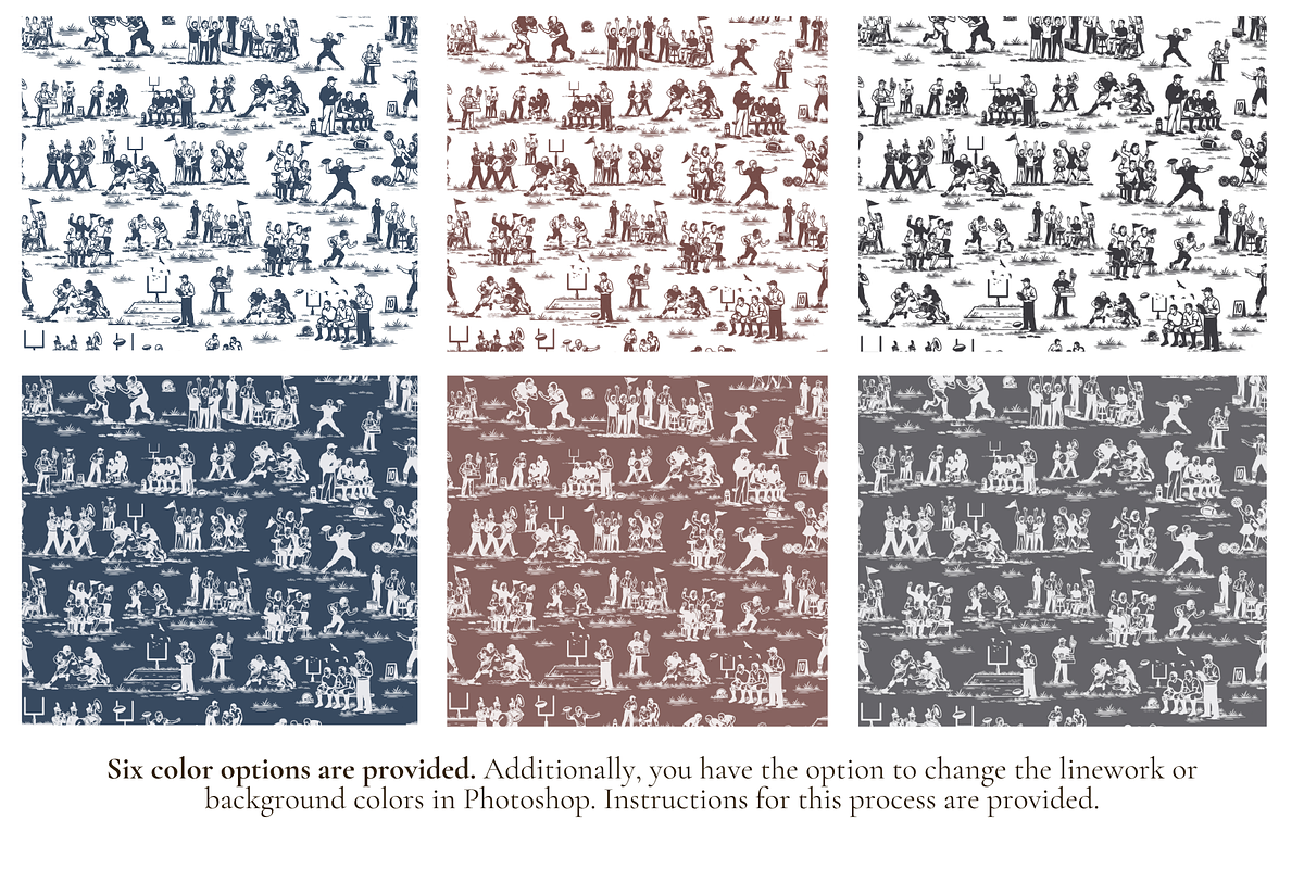 Football Toile de Jouy, a Background Graphic by Hughes Studio (Photo 2 of 8)