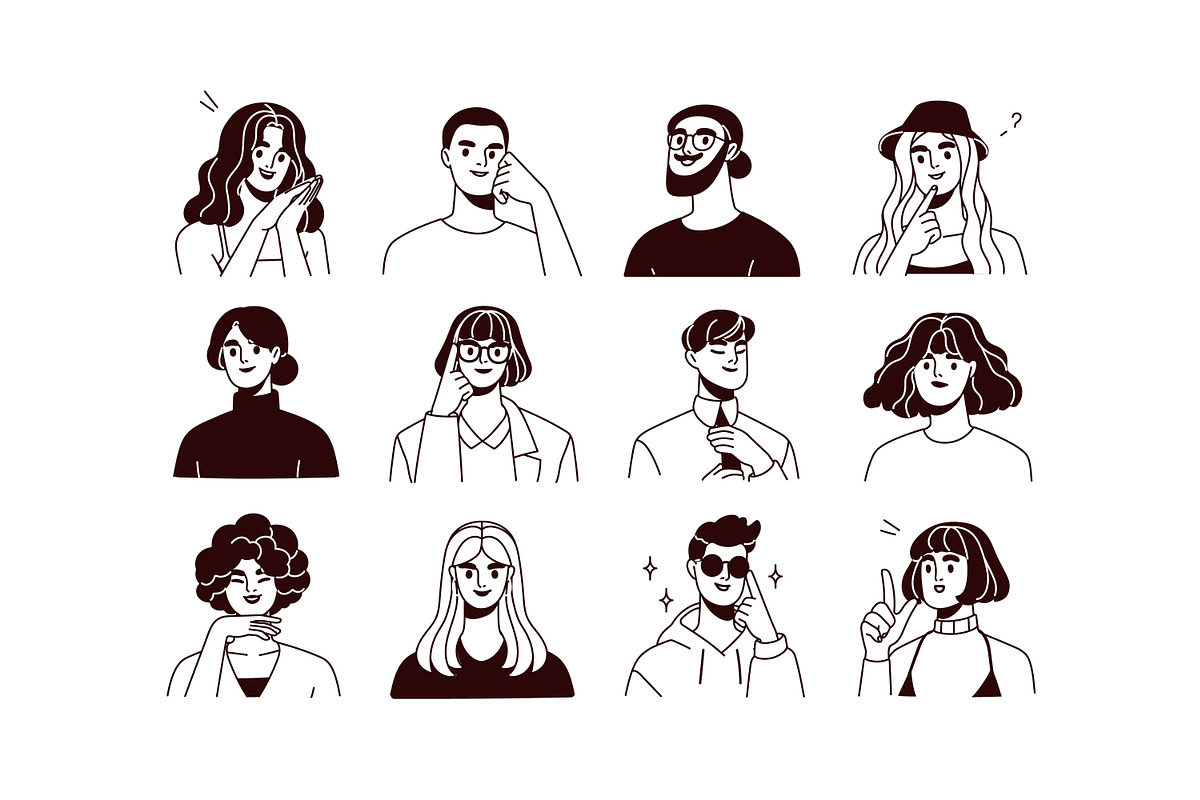 Line art people avatars set, a Person Illustration by Good Studio (Photo 2 of 5)