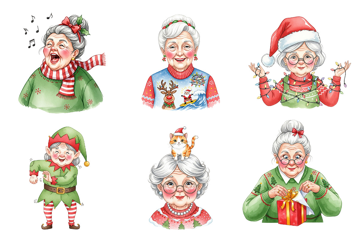 Funny Old Lady Christma, an Illustration by Design Market (Photo 3 of 3)