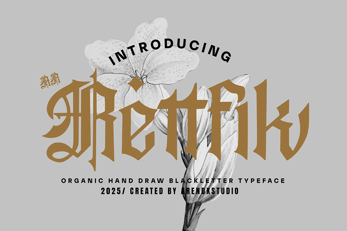 Rettvik - Blackletter Typeface, a Blackletter Font by Arendxstudio (Photo 1 of 9)