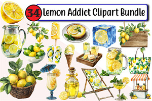 Lemon Addict Clipart Bundle, an Illustration by Design Market