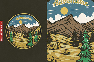 Adventure Camping Badge Illustration