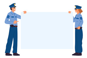 Police officers hold white blank, a Person Illustration by Vectorbuum