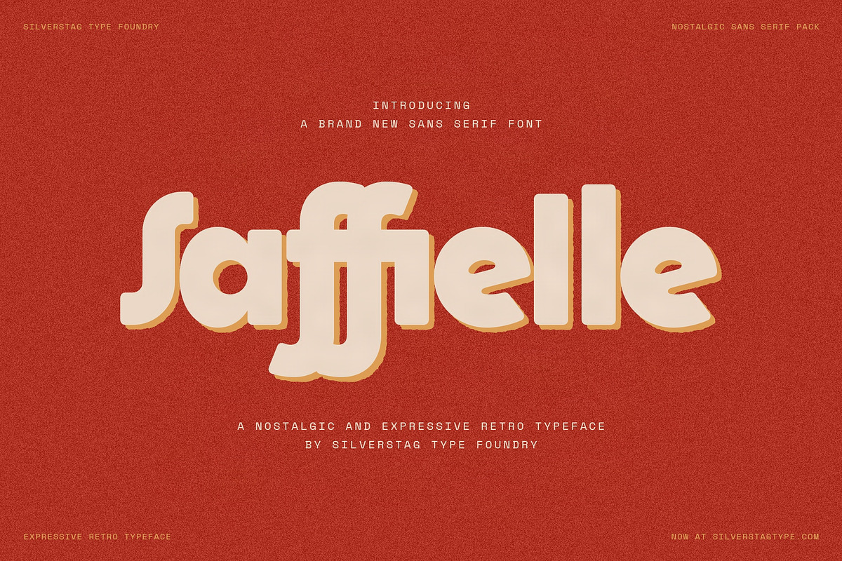 Saffielle - Bold Vintage Typeface, a Sans Serif Font by SilverStag Type Foundry (Photo 1 of 15)