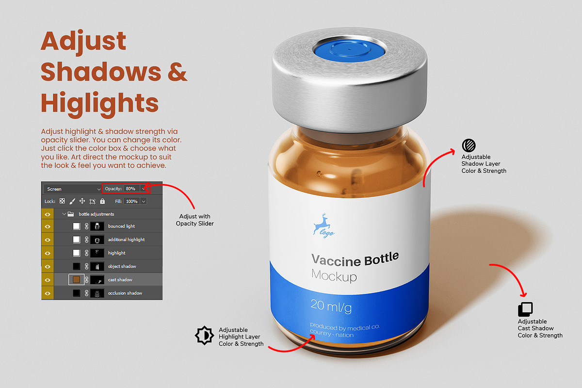 Vaccine Glass Vial Bottle Mockup Set, a Packaging Mockup by Remnand Studio (Photo 5 of 9)