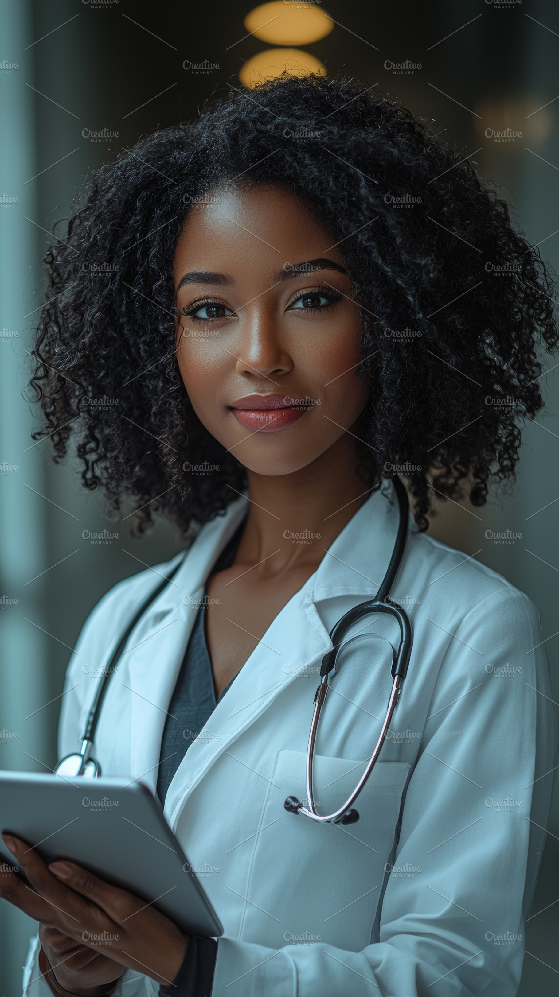 Confident Female Doctor Using a Tablet in a Modern Healthcare Environment, a Photo by AS photostudio