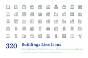320 Buildings Line Icons, an Outline Icon by Vectors Market (Thumbnail 1 of 5)