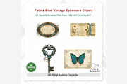 Patina Blue Vintage Ephemera PNG, a Seasonal Illustration by Tanya Kart (Thumbnail 15 of 15)