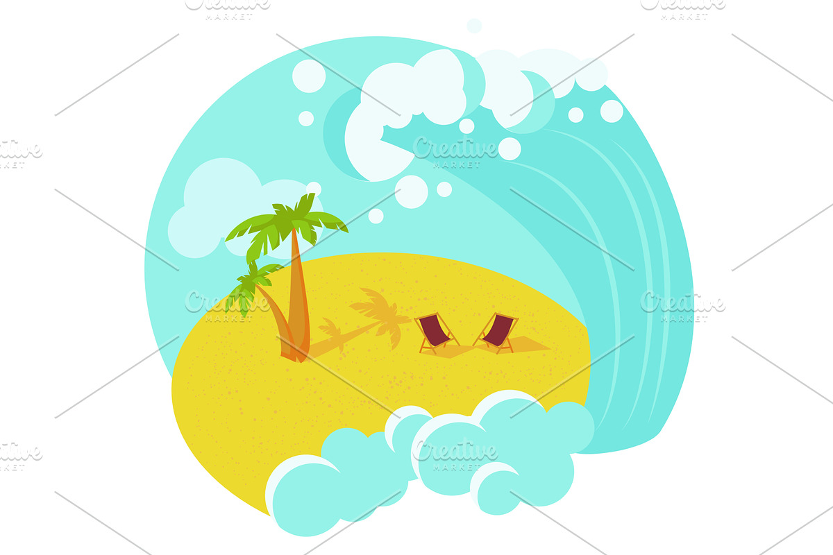 Tsunami vector water wave flood sea, an Illustration by SiberianArt