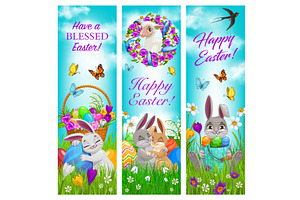 Happy Easter Holiday Banners