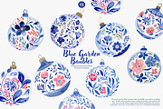 Blue Garden Baubles Clipart set, a Decorative Illustration by Patishop Art (Thumbnail 1 of 4)