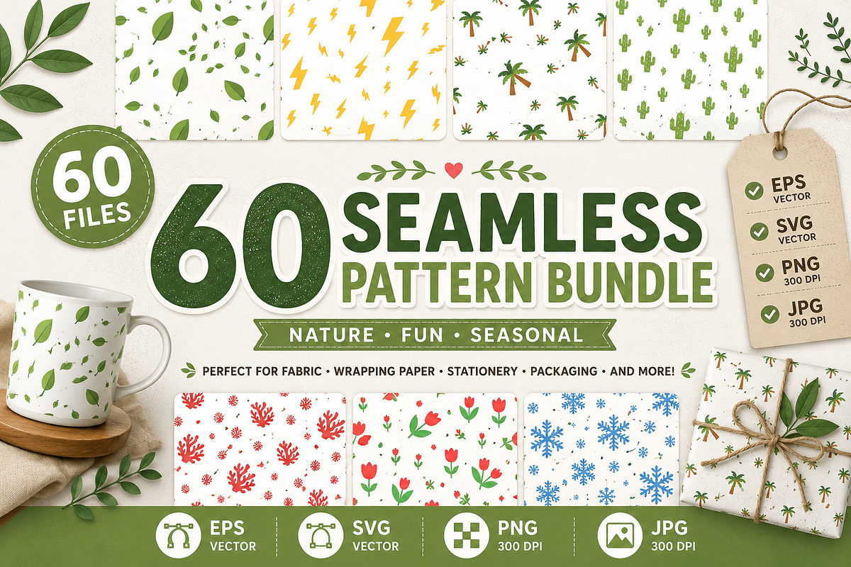 60 Cute Seamless Pattern, a Pattern Graphic by Rizenight (Photo 1 of 5)
