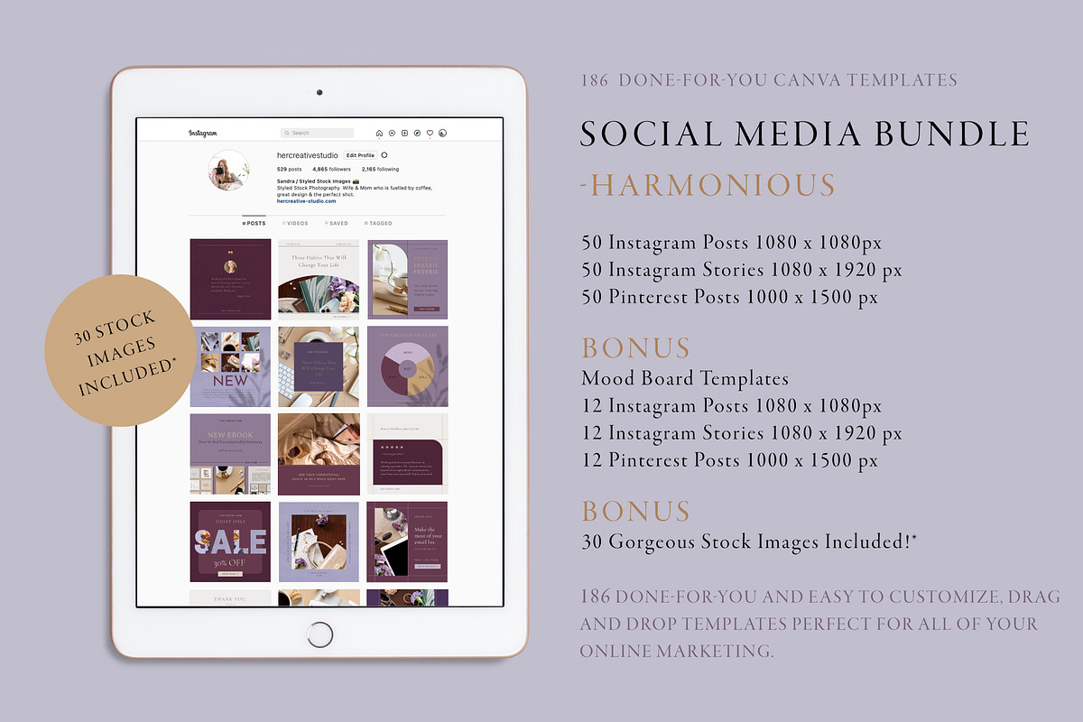Canva Social Media Bundle Harmonious, a Social Media Template by Her Creative Studio (Photo 3 of 9)