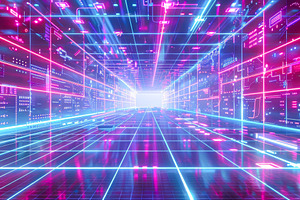 Cybernetic Dreamscape Corridor, a Technology Photo by Ocean Digital Art