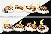 Sleepy Raccon Cloud Clipart, a Graphic by Artnoy (Thumbnail 2 of 5)