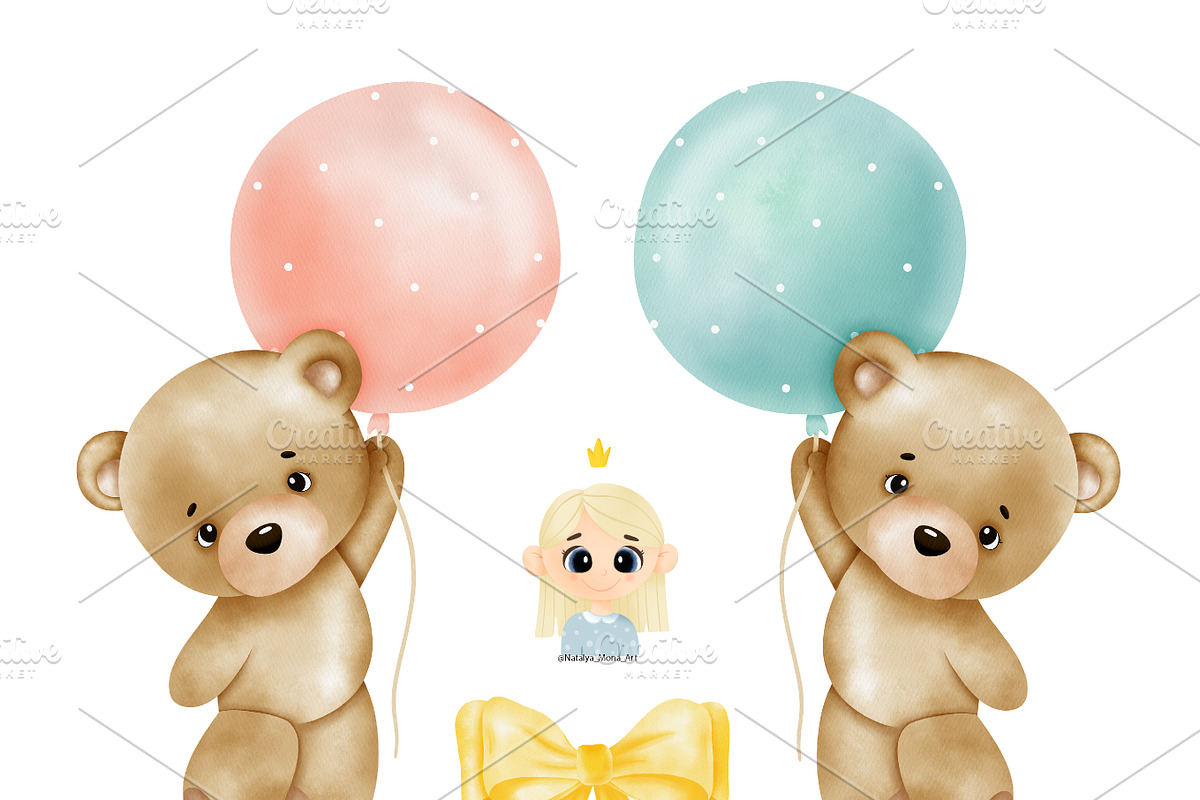 Watercolor bear clipart. Baby bears, an Animal Illustration by Natalya_Mona_Art (Photo 6 of 10)