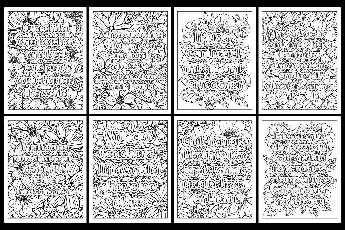 Teacher Quotes Coloring Pages, an Illustration by protabsorkar11 (Photo 3 of 3)