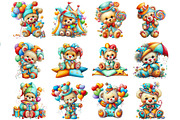 Cute Clown Teddy Bear Clipart, an Illustration by DreamArtGraphic (Thumbnail 2 of 4)