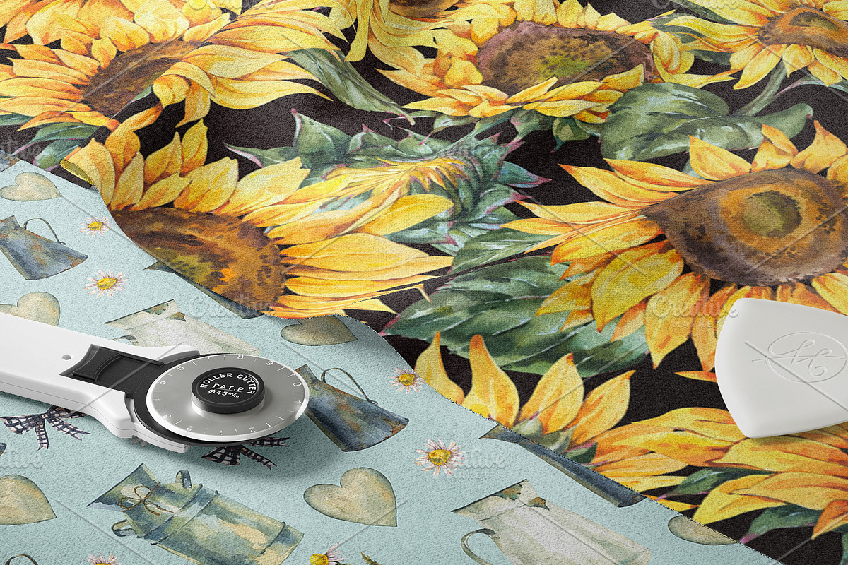 Sunflower rustic watercolor flowers, an Illustration by Depiano (Photo 8 of 10)
