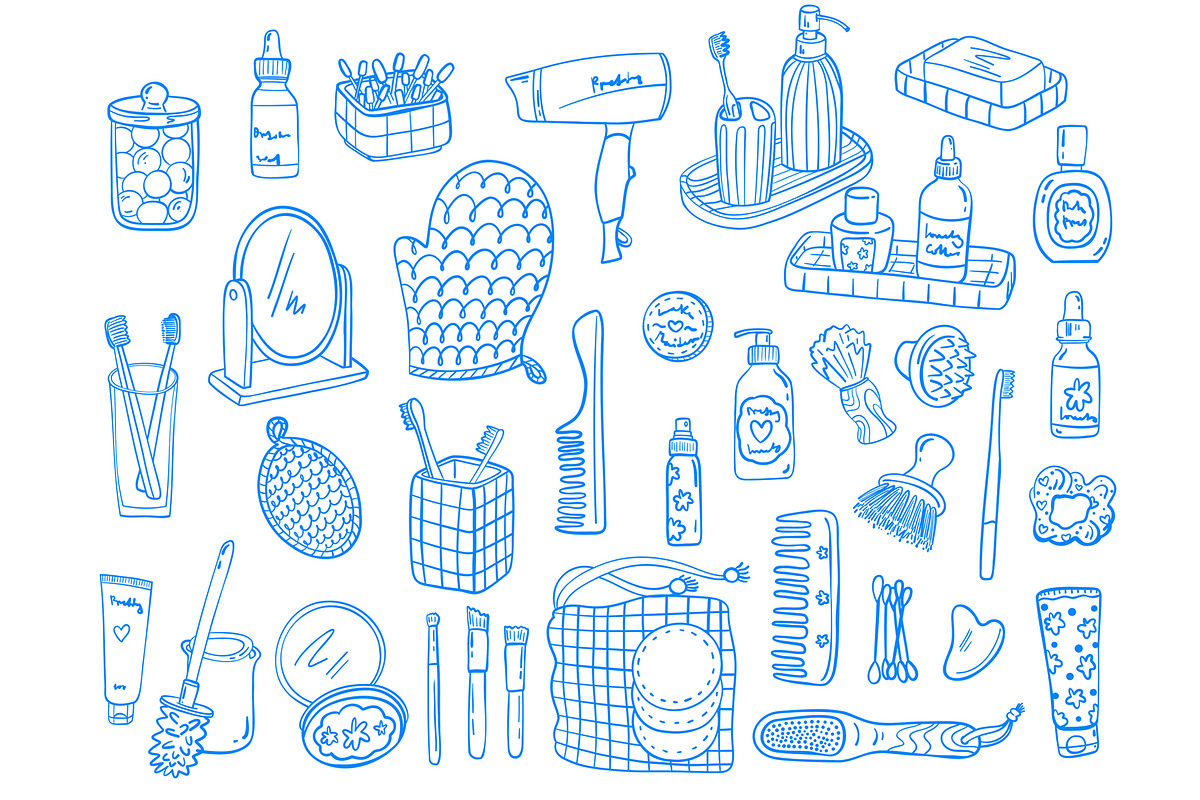 Bathroom Essentials lineart, a Healthcare Illustration by Carpet Tapete Pretzel (Photo 2 of 3)