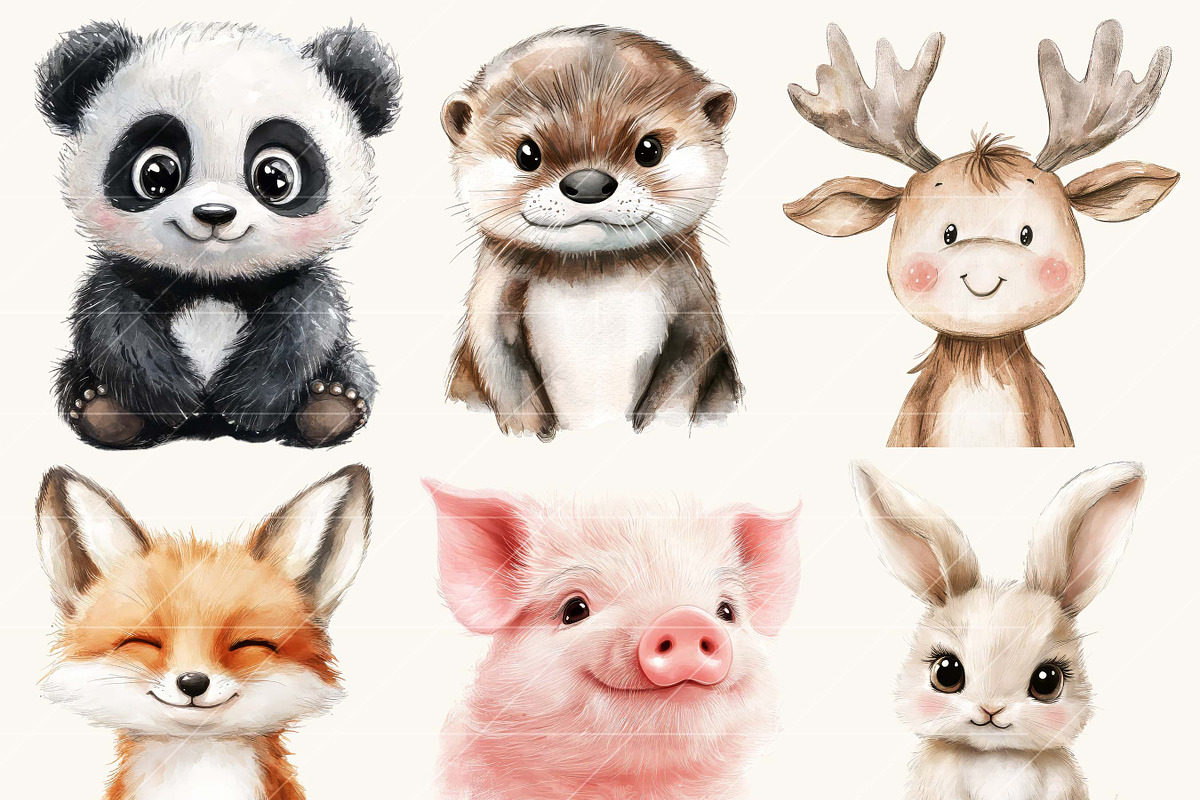 Watercolor Woodland Portraits, an Animal Illustration by Design Scotch (Photo 4 of 7)