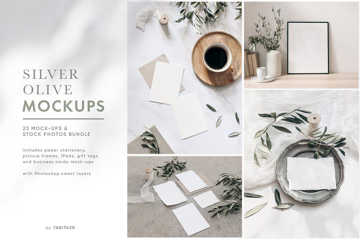 Silver Olive wedding mockups, a Print Template by Tabita's shop (Photo 1 of 11)