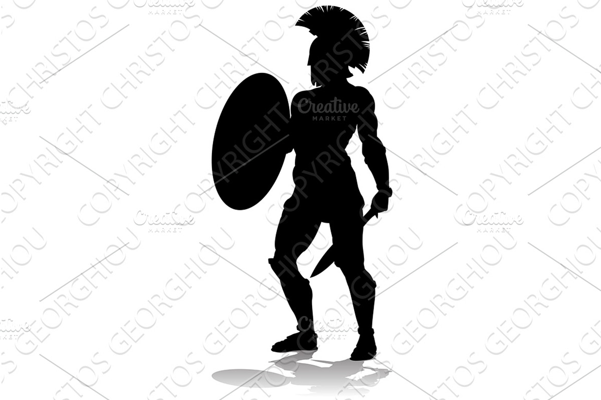 Spartan Silhouette Gladiator Trojan, an Object Illustration by Christos Georghiou
