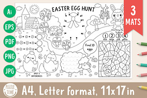 Easter egg hunt coloring placemats