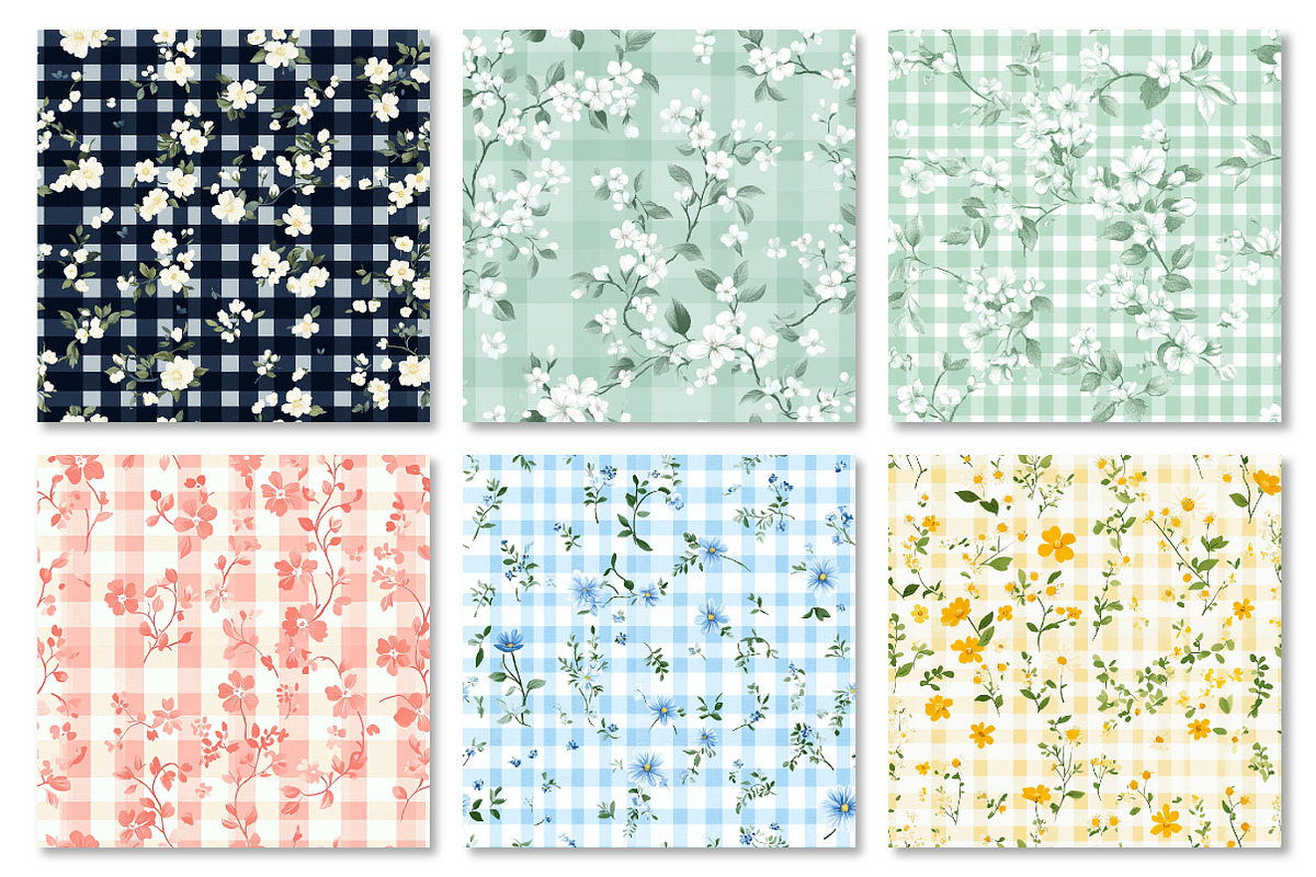 Floral Gingham Seamless Pattern, a Pattern Graphic by Dream Creation (Photo 3 of 7)