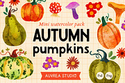 Autumn Pumpkins - Watercolor pack, a Seasonal Illustration by Auvrea Studio (Thumbnail 1 of 5)