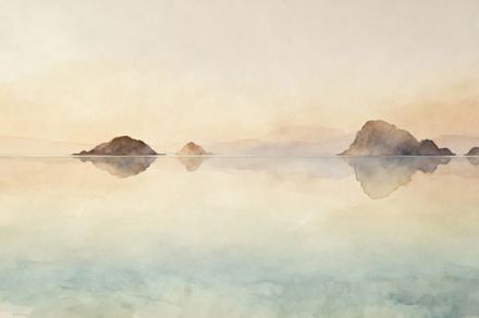 Serene Watercolor Misty Islands, a Decorative Illustration by Virgo Studio