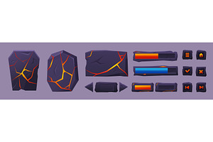 Lava ui game elements. Cracked, an Illustration by LadadikArt