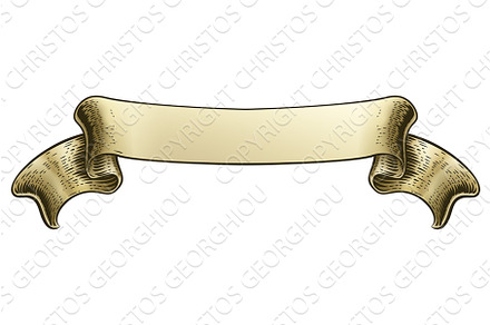 Scroll Vintage Woodcut Banner Paper, a Texture Illustration by Christos Georghiou
