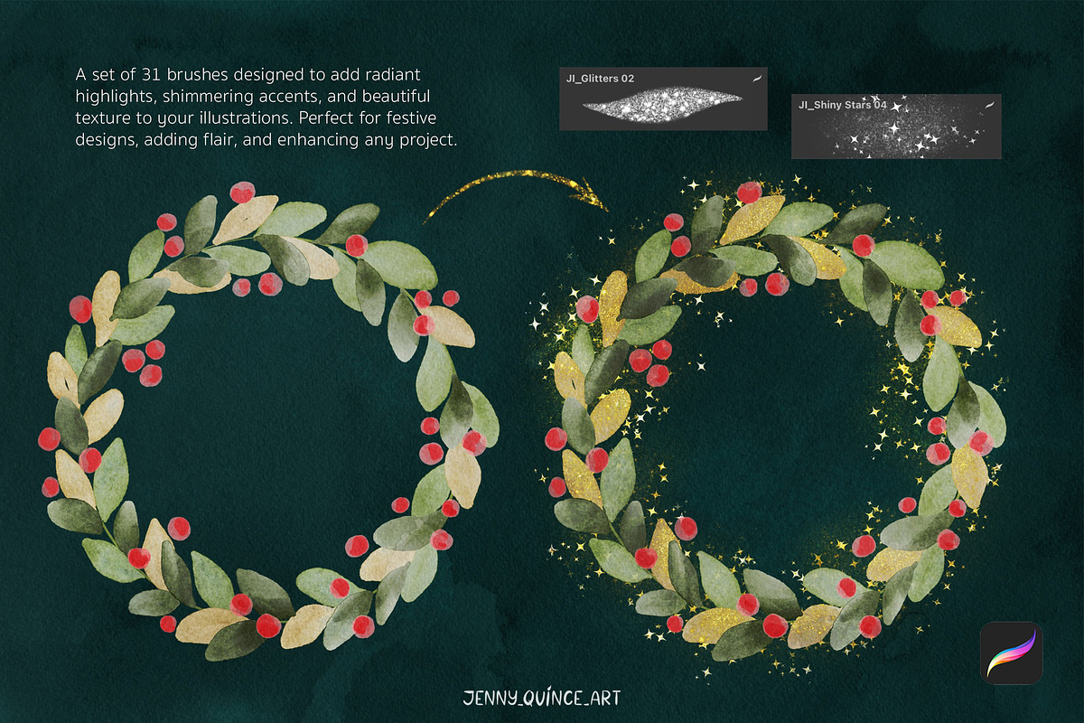 Procreate Brushes - Glitter Brushes, a Brush Add-On by Jenny Quince (Photo 2 of 12)