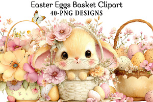 Easter Eggs Basket Clipart, an Illustration by Daily.Designs