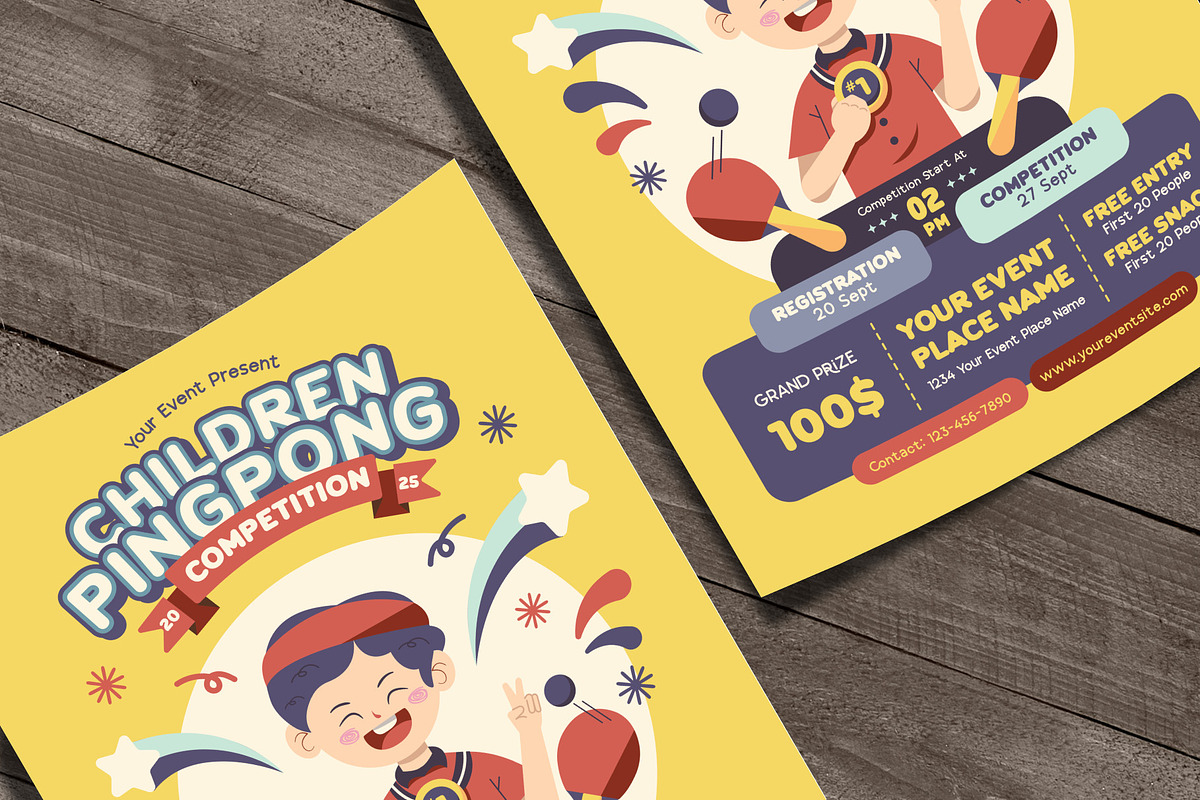 Children Pingpong Competition Flyer, a Flyer Template by Huge Dream Studio (Photo 2 of 5)