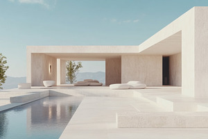 Minimalist Architecture with Shadows and Sunlit Staircase, an Abstract Photo by Natalia Klenova's Shop