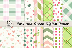 Pink and Green Digital Paper, a Texture Illustration by DreamPrint404