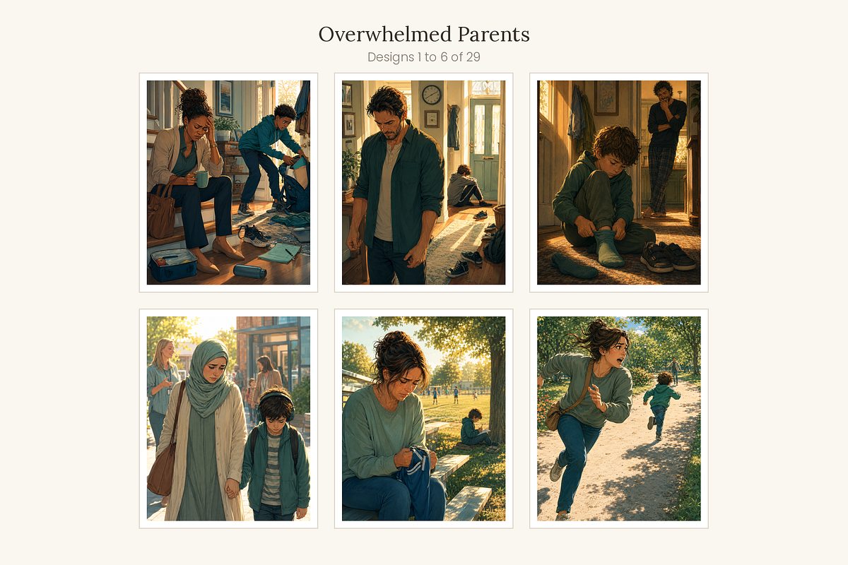 Overwhelmed Parents, Set of 29, a Person Illustration by LanternkinStudio (Photo 6 of 14)