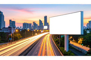 Highway billboard under twilight sky, a Transportation Photo by Igor Tichonow