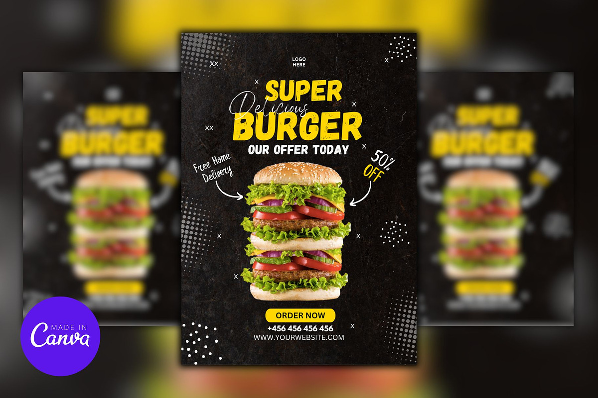 Super Burger Canva Design Template, a Marketing Template by Mishek Munene (Photo 3 of 3)