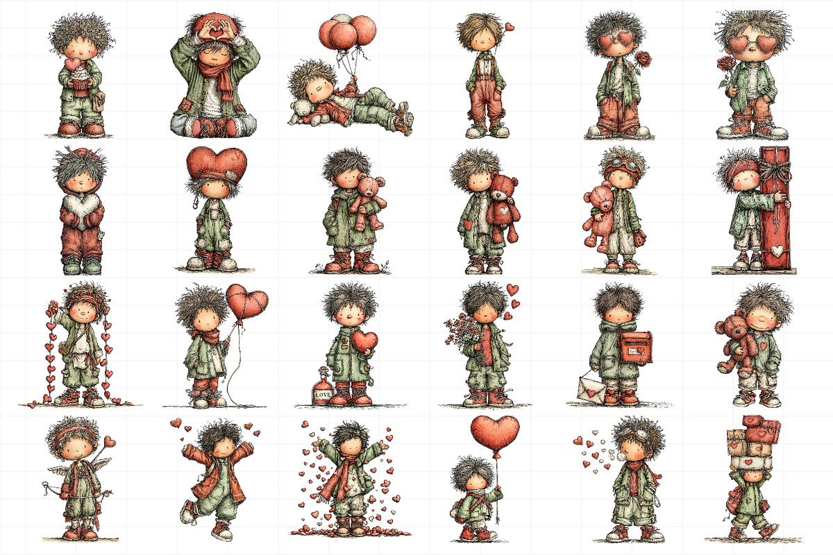 Quirky Valentine Boy PNG Set, an Illustration by Daily.Designs (Photo 5 of 5)