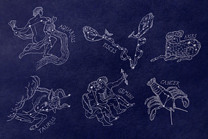 Zodiac Constellations Set & Pattern