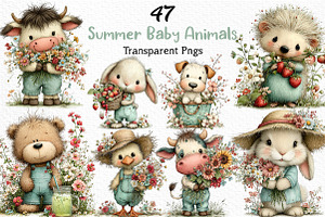Whimsical Summer Baby Animals Clipar, an Illustration by Craft Nest