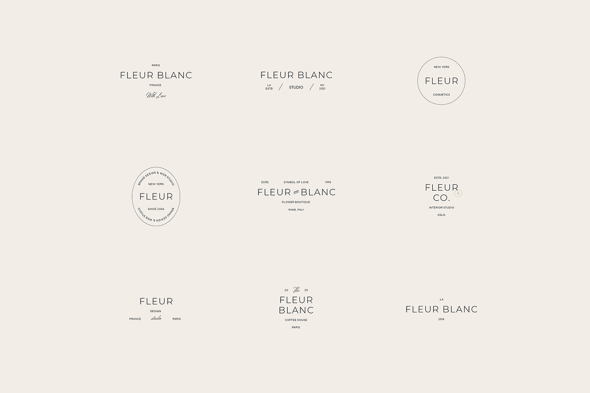 Fleur Minimal Logo Kit Ai Eps Psd, a Branding & Logo Template by Feel This (Photo 2 of 13)