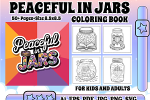 Peaceful in Jars Coloring Book, a Person Illustration by Design Zone