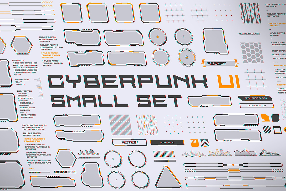 Cyberpunk UI Small Set, a Technology Illustration by Olga Ryzychenko (Photo 1 of 5)