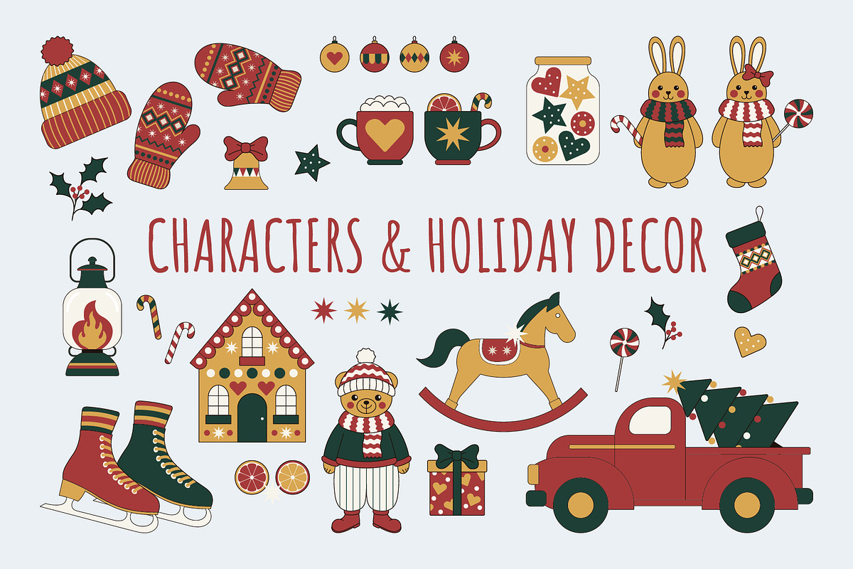 Christmas Clipart & Patterns Set, a Seasonal Illustration by Floralis (Photo 2 of 9)