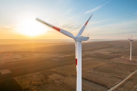 Working wind turbines in Moldova, an Industrial Photo by frimufilms
