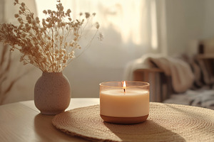 Warm Candlelight in a Cozy Living Room Setting, an Abstract Photo by Natalia Klenova's Shop